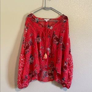 3/$25 Floral Balloon Sleeve Blouse